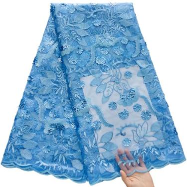 Imagem de ZhenGuiRu Tecido de renda africana 5 metros, tecido de renda jacquard bordado nigeriano para costura de festa de casamento