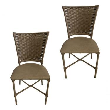 Imagem de 2 Cadeiras Vivara Mesa Jantar Estofada Cozinha Fibra Sintética Areia Assento nude Estrutura Da Cadeira arei