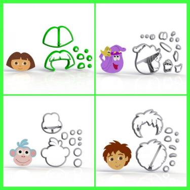 Imagem de Cortadores Kit Dora Aventureira 4 Personagens Modulares