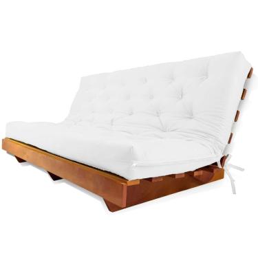Imagem de Sofá Cama Futon L Acquablock Branco Off Em Madeira Nobre Maciça