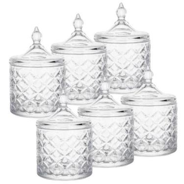 Imagem de Kit 6 Bomboniere Potiche Baleiro Pote Vidro Porta Joias Decorativo Doc