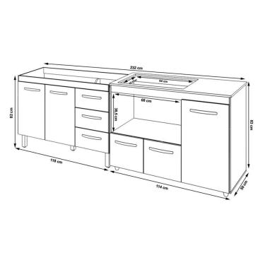 Imagem de Armário Cozinha Balcão Gabinete De Pia 120 Cm Bruna E Balcão Alana Para Fogão Cooktop 5 Bocas E Forno Savana Off White