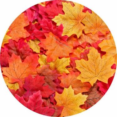 Imagem de Painel de Lona Redondo Folhas De Outono - Fabrika de Festa, 120x120cm