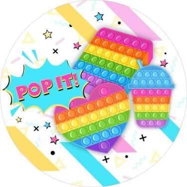 Imagem de Painel em Tecido Sublimado Redondo Pop It Figet Toy Estrelas c/ Elásti