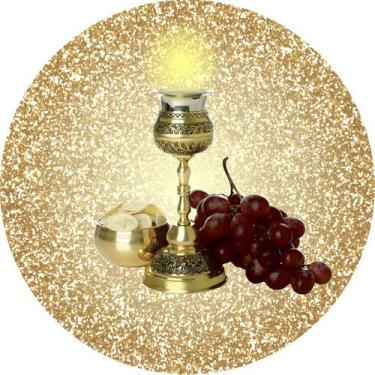 Imagem de Painel de Lona Redondo Redondo Primeira Comunhão Eucaristia Glitter - 