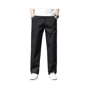 Imagem de Calças Masculinas De Verão Finas E Casuais, Soltas E Retas, Em Seda Ge