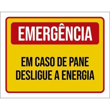 Imagem de Kit 3 Placa Acm Emergência Caso Pane Desligue Energia 18X23 - Sinalizo