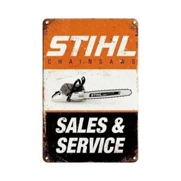 Imagem de Placa De Metal Retrô Vintage Da Marca Stihl Para Decoração De Parede E