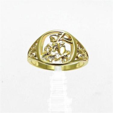 Imagem de Anel Masculino São Jorge Aro 24 Folheado Ouro 18K AN100 - Wnbijouteria
