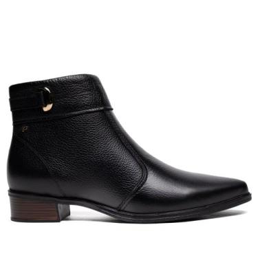 Imagem de Bota Feminina Pegada Burnished Couro Salto Bloco Preto, Preto, 37
