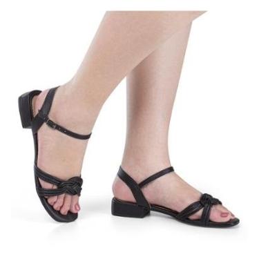 Imagem de Sandália Saltinho 2,5 cm Baixo Bloco Trançado Rasteirinha Confortavel-Feminino