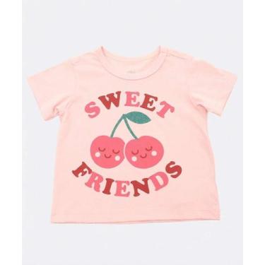 Imagem de Camiseta Infantil Cerejas Manga Curta Marisa Tam 1 a 3-47146, Rosa, 2