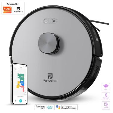 Imagem de Robô Aspirador Inteligente Mapeamento 3D LDS Laser Wi-Fi 3000Pa Mop Panda Plus Alexa Google Bivolt