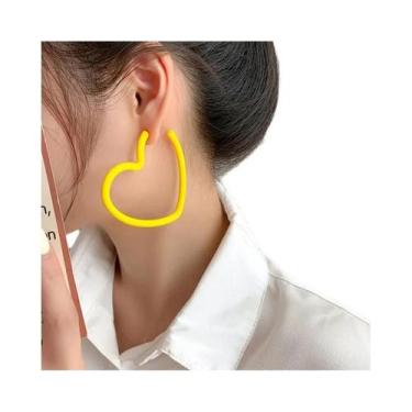 Imagem de Brincos De Argola Grandes De Acrílico Neon Com Estrela Para Mulheres, 