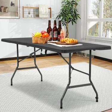 Imagem de Mesa De Jardim Plastico Dobravel 73x183x76cm Preto - Maleta