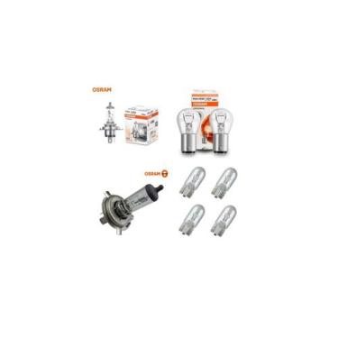 Imagem de Kit com 8 lâmpadas: 2 lâmpadas de Farol H4, 2 lâmpadas de freio/lanter