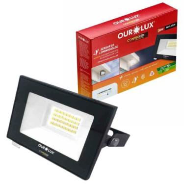 Imagem de Refletor LED Preto com Sensor de Luminosidade 30W 6500K 02857 Ourolux