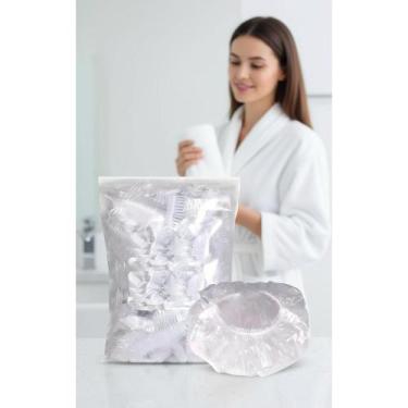 Imagem de 2x Touca Banho Plástica Transparente 100 Unid. Higiene Total - Congrat