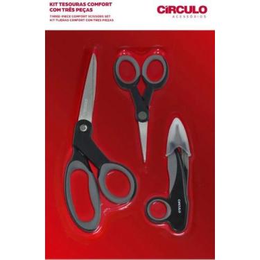 Imagem de KIT TESOURA COMFORT 3 PEÇAS REF 449903 COR 20 PRETO - Círculo