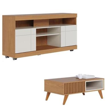 Imagem de Rack Bancada Yara com Mesa de Centro Jeri Freijó Off White - Colibri