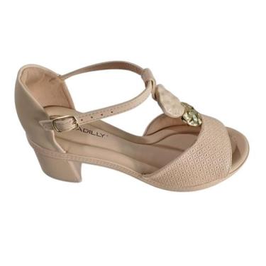 Imagem de Sandalia Feminina Piccadilly Salto Médio 566078 Brule, Bege, 38
