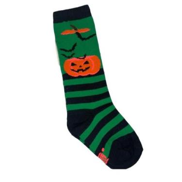 Imagem de Meia 3/4 Cano Alto Halloween Abóbora Verde Infantil e Adulto - Miimos,