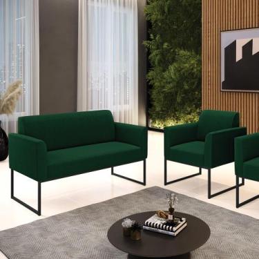 Imagem de Namoradeira e Poltrona Industrial Preto Marisa Bouclê Verde D03 - D'Ro
