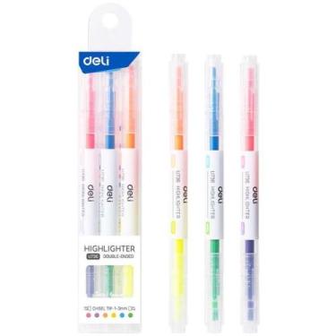 Imagem de Caneta Marca Texto Highlighter 2 Pontas 6 Cores Blister - Deli