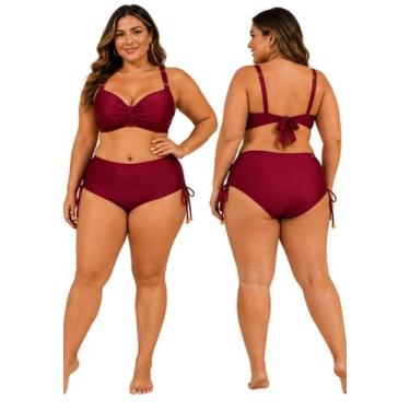Imagem de Biquíni Feminino Plus Size Cintura Alta com Top Estruturado sem Bojo e