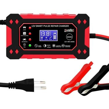 Imagem de Carregador de Bateria Automotivo Digital Inteligente 12V Bivolt com Display LCD para Carro Moto Caminhão e Barco Yeet