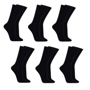 Imagem de Kit 6 Pares Meia Social Algodão Cano Longo Trabalho Empresa Meias S2 -