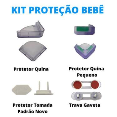 Imagem de Kit Proteção Bebê Tomada Móveis Trava Gaveta Quina 19 peças - Kit Para