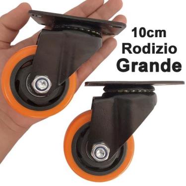 Imagem de Kit 2 Rodinha Rodízio Roda Grande Reforçada Giratório 70mm 3" Peso 300