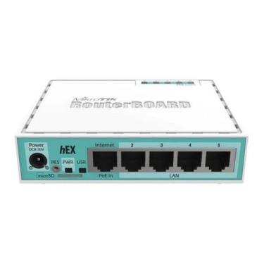 Imagem de Roteador MikroTik Hex RB750Gr3 Branco, Branco/Azul-turquesa