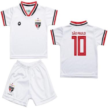Imagem de Kit Camiseta e Shorts Branco São Paulo - Torcida Baby-Masculino