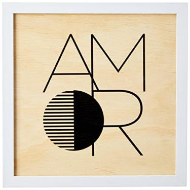 Imagem de Arte Maníacos Quadro decorativo com moldura caixa branca em Madeira - Amor Geométrico - 30x30cm