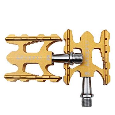Imagem de Pedal de bicicleta ultraleve antiderrapante, leve, liga de alumínio, pedais de rolamento DU para bicicleta dobrável de estrada e montanha, dourado
