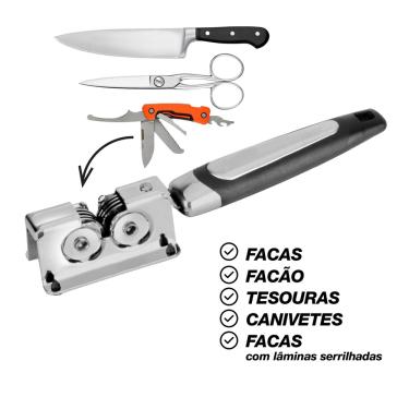 Imagem de Amolador De Metal Para Faca E Tesoura - Facil e Seguro - Afiador Profissional e para Casa