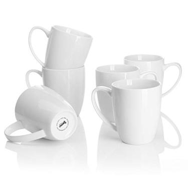 Imagem de Canecas de porcelana 611 da Sweese – 325 ml para café, chá, moca e bebidas múltiplas – Conjunto de 6, Branco