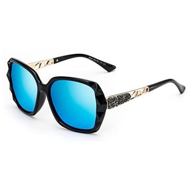 Imagem de Óculos de sol grandes femininos óculos de sol quadrados polarizados para motorista Black Diamond feminino óculos de sol gafas de sol mujer, C5 preto azul, superdimensionado