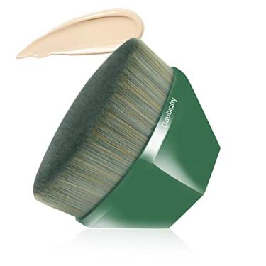 Imagem de Pincel de maquiagem base plana Kabuki pincel hexágono rosto blush líquido pó base pincel para misturar líquido, creme ou pó impecável cosméticos com capa protetora bônus (verde)