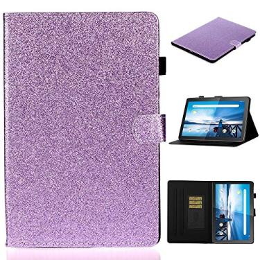 Imagem de YUNCHAO Caixa de telefone Para Lenovo Tab M10 TB-X605F / X505 GLITTER GLITTER GLITTER POW POWDER SHIP CASA DE CHURO DE FLIP COM SOTOR E CARTO capa para celular