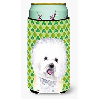 Imagem de Caroline's Treasures SC9282TBC Bichon Frise Dia de São Patrício Shamrock Retrato de Bebidas Altas Isolador de Bebidas Isolador Hugger, Menino Alto, Multicolorido