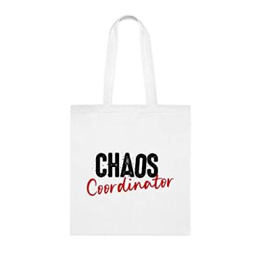 Imagem de SpreadPassion Chaos Coordinator Tote Bag, presente engraçado, bolsa de ombro, bolsas reutilizáveis, cesta de Natal de aniversário, ideia de presente de mordaça, Branco, One Size
