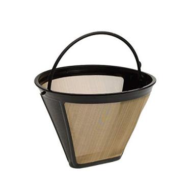 Imagem de Delibru Filtro de café reutilizável dourado #2 estilo cone para cafeteiras Cuisinart DCC-450, universal serve para a maioria das marcas de cafeteiras de cesta de 4 a 5 xícaras