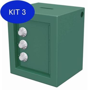 Imagem de Kit 3 Mini Cofre Porta Moedas Com Tres Segredos Em Aço Fercar