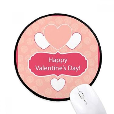 Imagem de Mouse pad rosa e branco para dia dos namorados, tapete redondo de escritório para computador