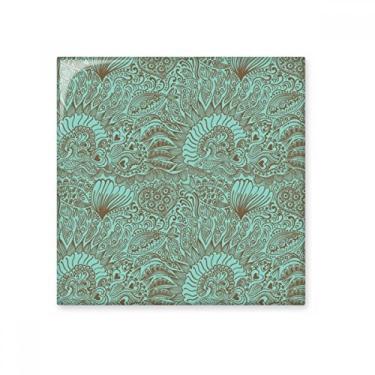 Imagem de Desenho de linha abstrata azul peixes plantas cerâmica azulejo brilhante decalque pedra adornada tijolo vitrificado