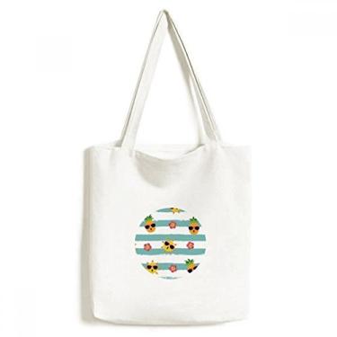 Imagem de Bolsa de lona com flor e rio de abacaxi, bolsa de compras casual