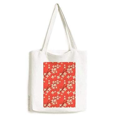 Imagem de Bolsa de lona Sakura Japan Black Branch Bolsa de compras casual